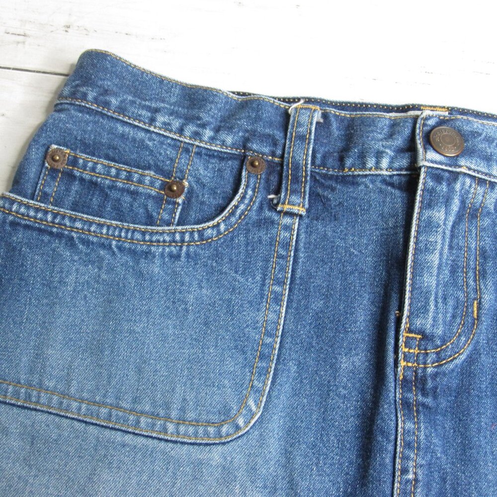 Vintage Abercrombie Denim Blue Jean Mini Skirt Girl Size 16 Utility Pockets Y2K - Picture 4 of 7